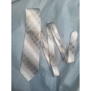ROBERTO VILLINI Gray Gold‎ & Black Geometric Design Silk Tie Necktie